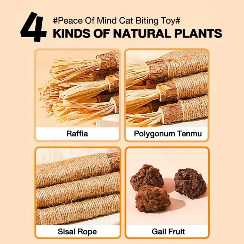 5 piezas de palo de madera de polígono, juguete para gatos, suministros para mascotas, palo para limpiar los dientes, juguete para gatos, cuerda de cáñamo, elimina las manchas de dientes, refresca el aliento, Catni