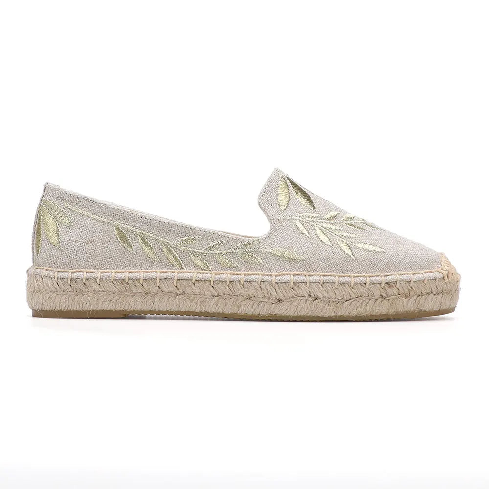 Alpargatas planas de punta redonda para mujer, zapatos informales sin cordones con plataforma de goma y flores, de cáñamo, gran oferta 2022 