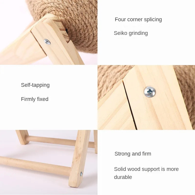 Bola de madera para rascar gatos, garras de molienda, espada, cuerda de cáñamo, tablero para rascar gatos, marco de escalada, juguete, poste rascador duradero para gatos, suministros para mascotas 