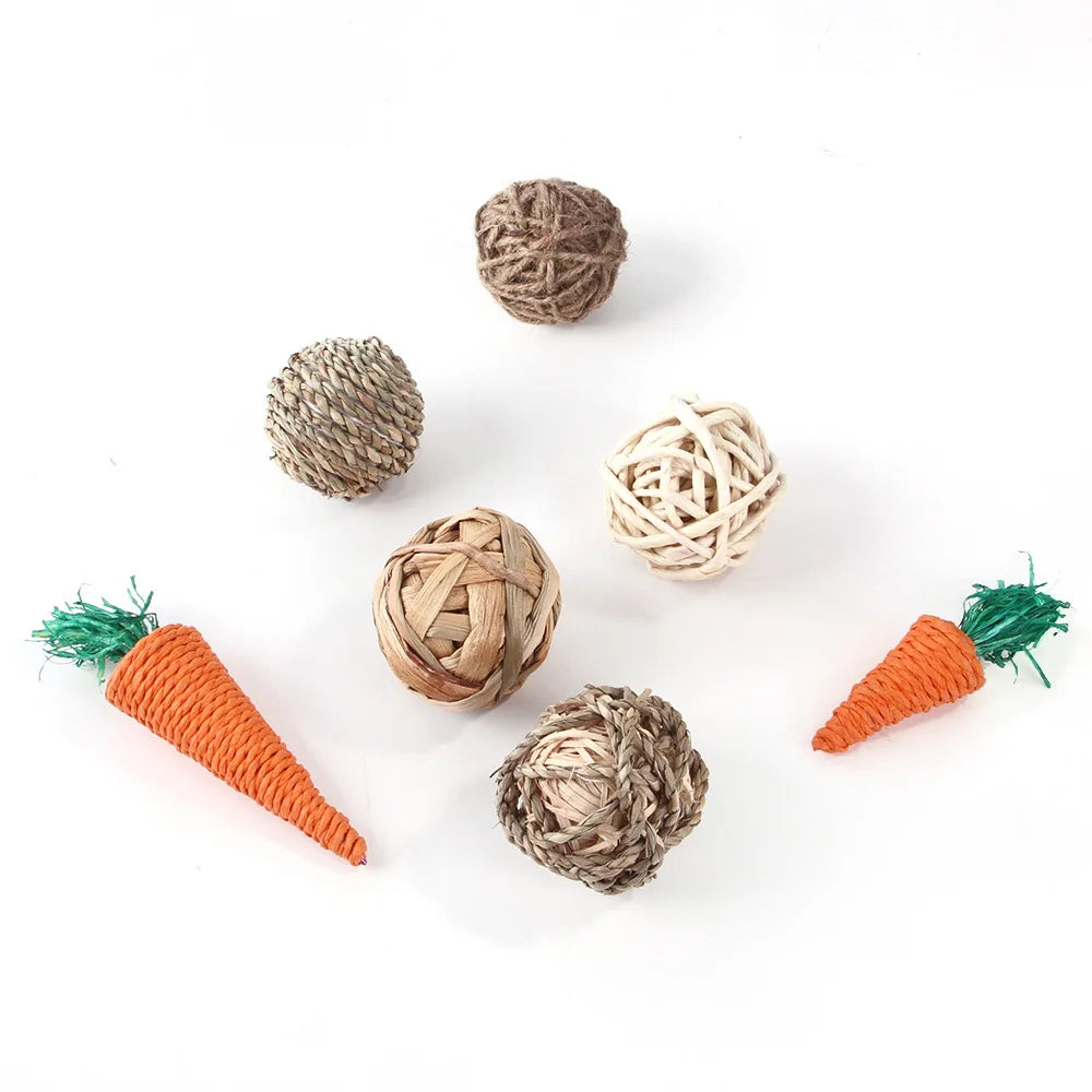 Juguetes para hámster, conejo, pelota grande, cepillo de dientes, accesorios para hámster, animales pequeños, juguetes para masticar, bolas de cuerda de cáñamo, juguete para mascotas. 