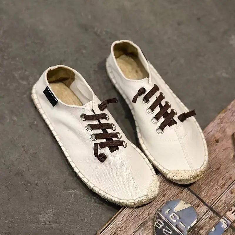Zapatos nuevos hombres cáñamo pescador alpargatas transpirables pisos mocasines sólidos Zapatos casuales hombres Zapatos De Hombre