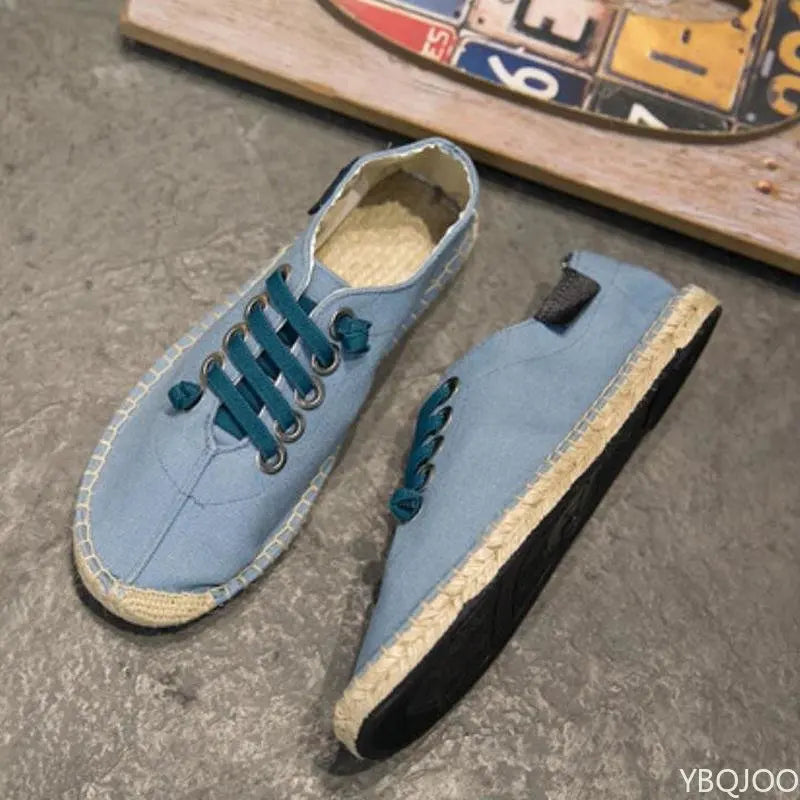 Zapatos nuevos hombres cáñamo pescador alpargatas transpirables pisos mocasines sólidos Zapatos casuales hombres Zapatos De Hombre