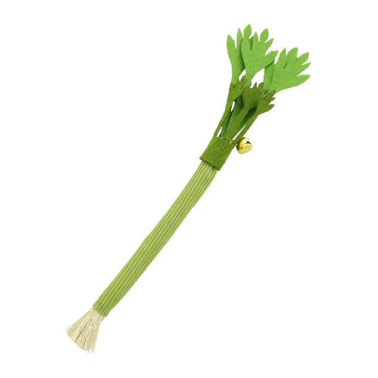 Juguetes masticables de cuerda de cáñamo para mascotas, palo de vid de plata natural con forma de cebollín simulado, artículos útiles para gatos, juguete de palo para gatos con campana 