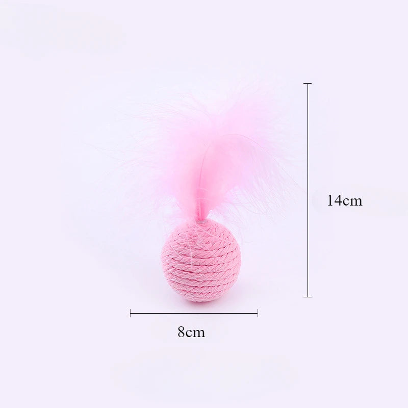 Pelota de cuerda de cáñamo para gatos, interactiva, tejida a mano, con sonido, para atraer la atención y rascar. 