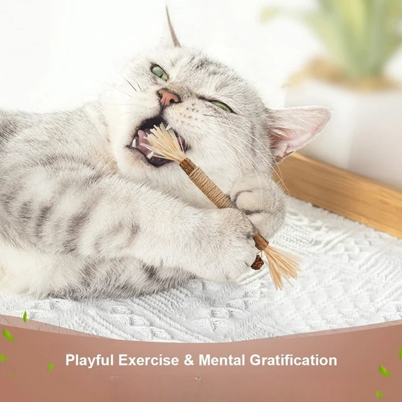 Juguete para limpiar los dientes de gato, palo para rechinar los dientes, menta para gatos, hierba Lafite, palo para morder, cuerda de cáñamo, suministros para mascotas, juguete para limpiar los dientes. 