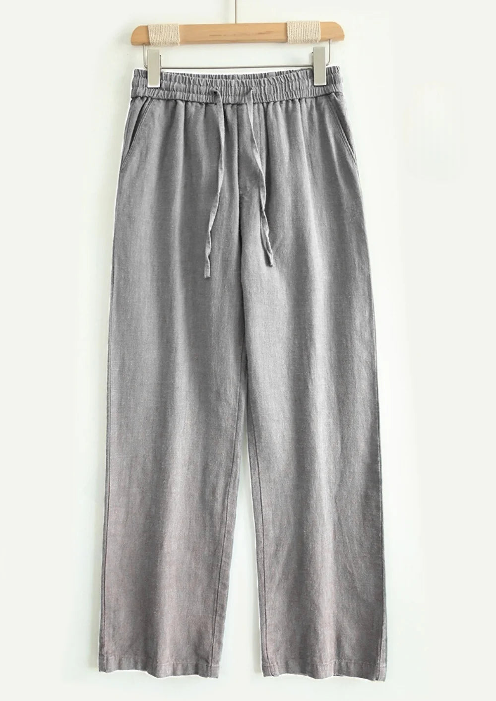 Pantalones de lino de alta calidad para hombre, holgados, cómodos, transpirables, a la moda, de color sólido, informales, de pierna recta, de algodón y cáñamo, para verano 
