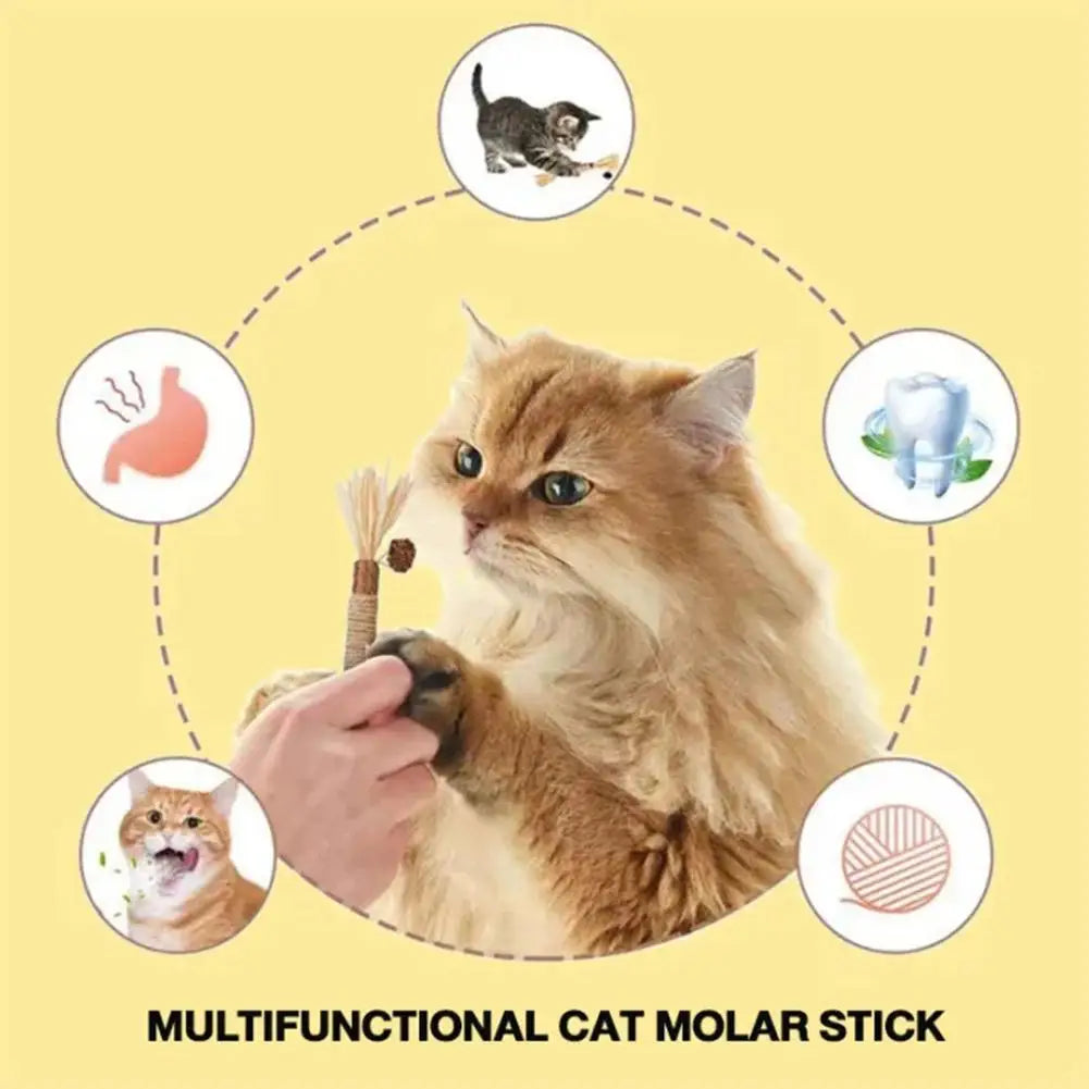 5 piezas de palo de madera de polígono, juguete para gatos, suministros para mascotas, palo para limpiar los dientes, juguete para gatos, cuerda de cáñamo, elimina las manchas de dientes, refresca el aliento, Catni 
