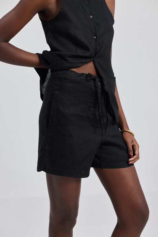 Hemp Shorts in Black-0