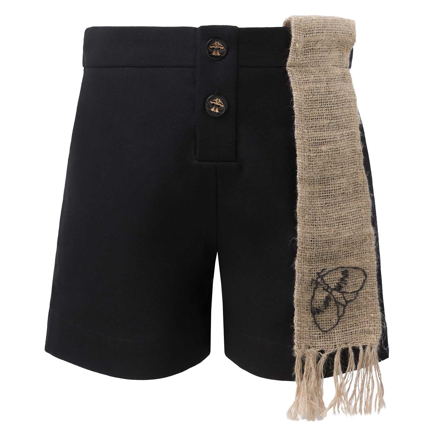 Black Shorts with Hemp Sash-0