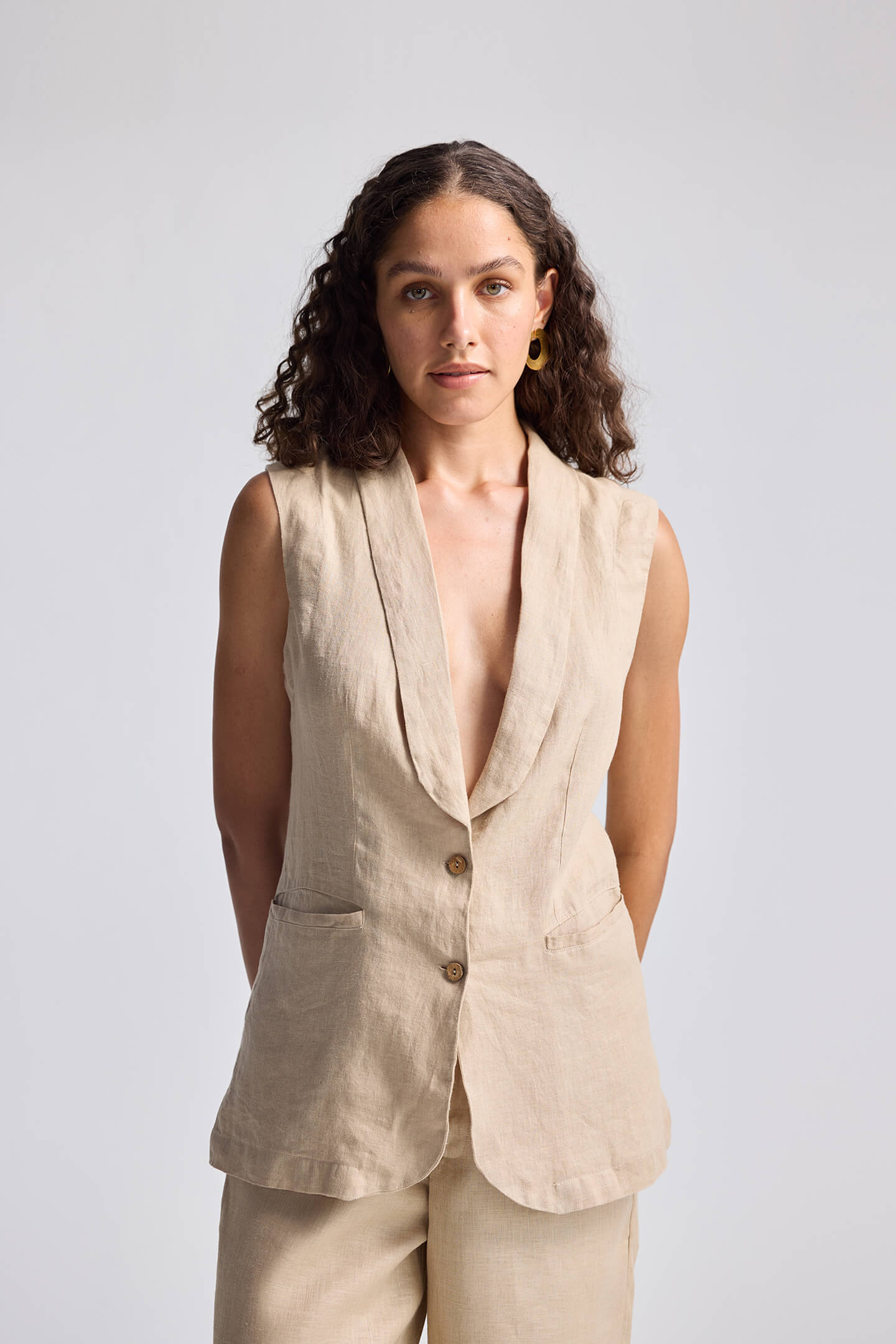 Sleeveless Hemp Jacket-0