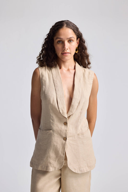 Sleeveless Hemp Jacket-0