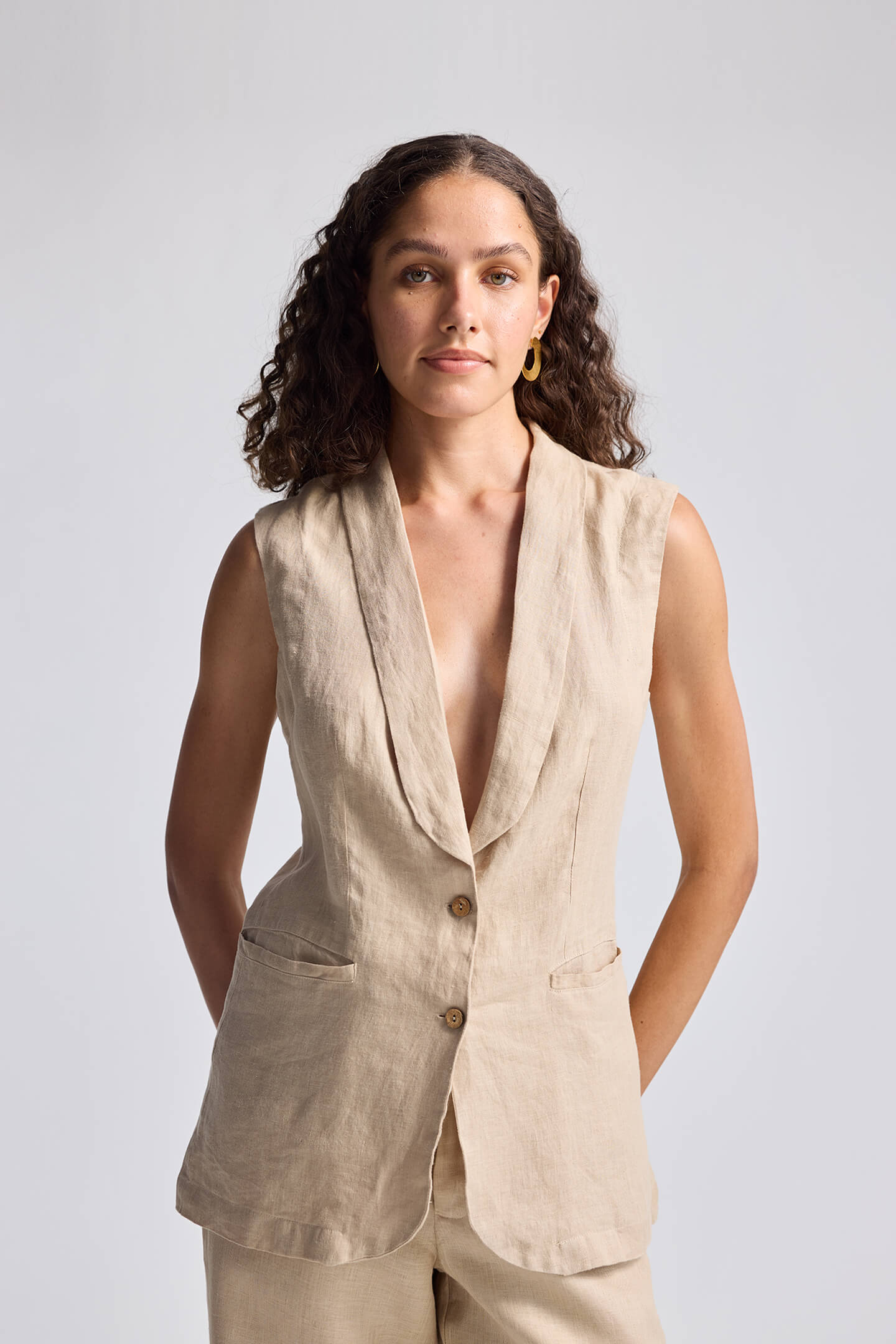 Sleeveless Hemp Jacket-4