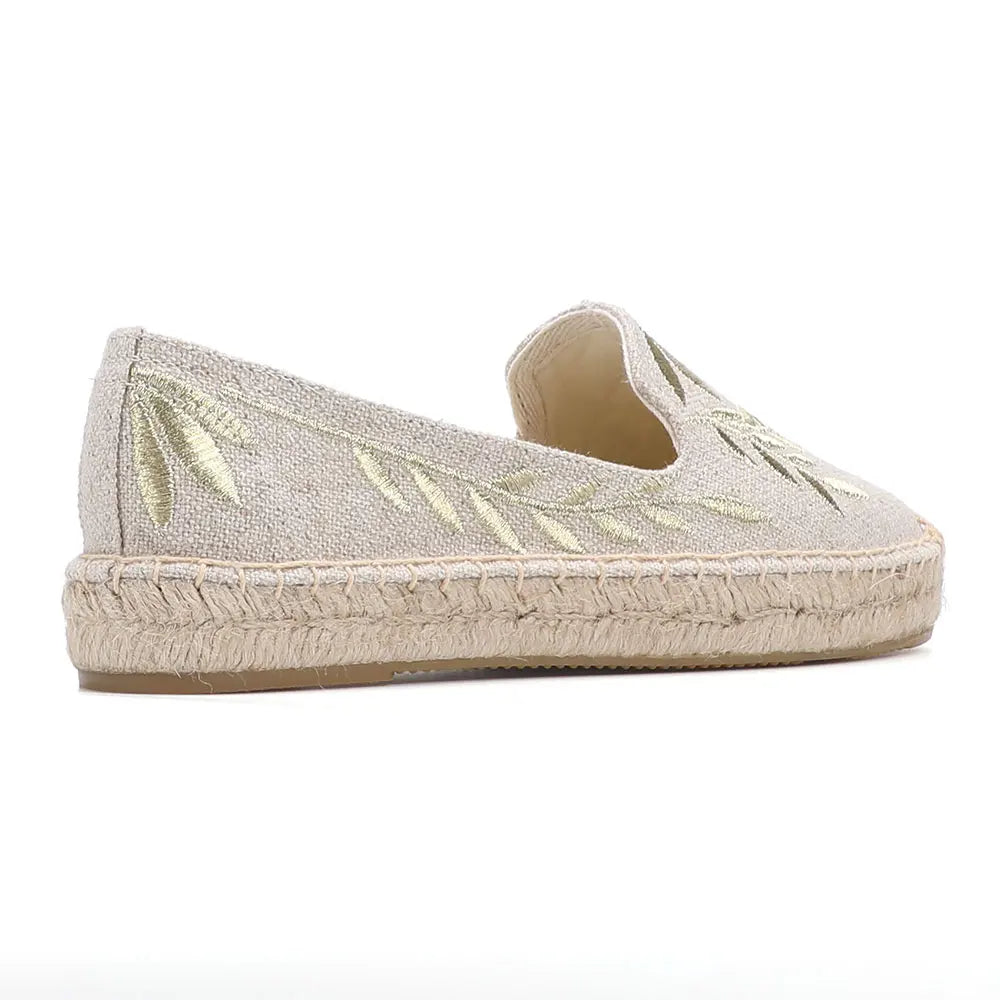 Alpargatas planas de punta redonda para mujer, zapatos informales sin cordones con plataforma de goma y flores, de cáñamo, gran oferta 2022 