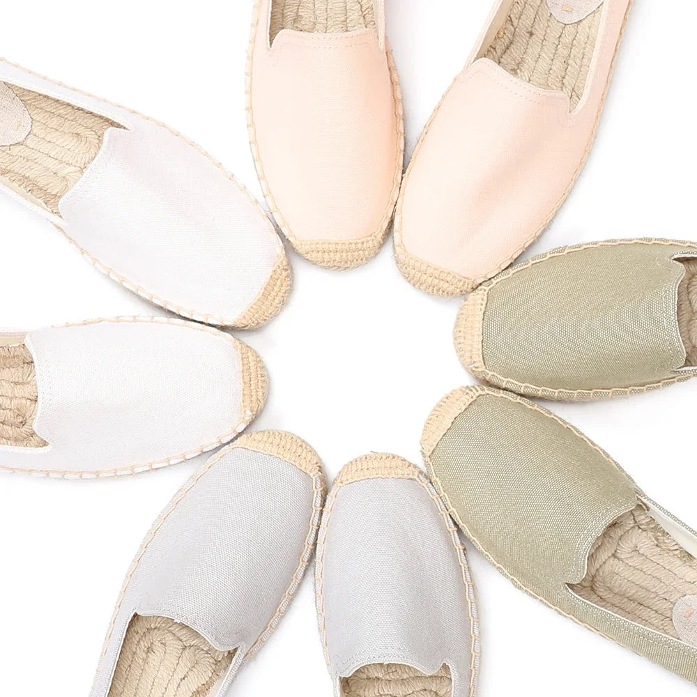 Alpargatas para mujer, informales, de cáñamo, planas, con plataforma, sin cordones, cómodas 