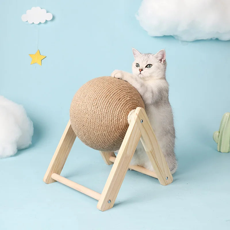 Bola de madera para rascar gatos, garras de molienda, espada, cuerda de cáñamo, tablero para rascar gatos, marco de escalada, juguete, poste rascador duradero para gatos, suministros para mascotas 