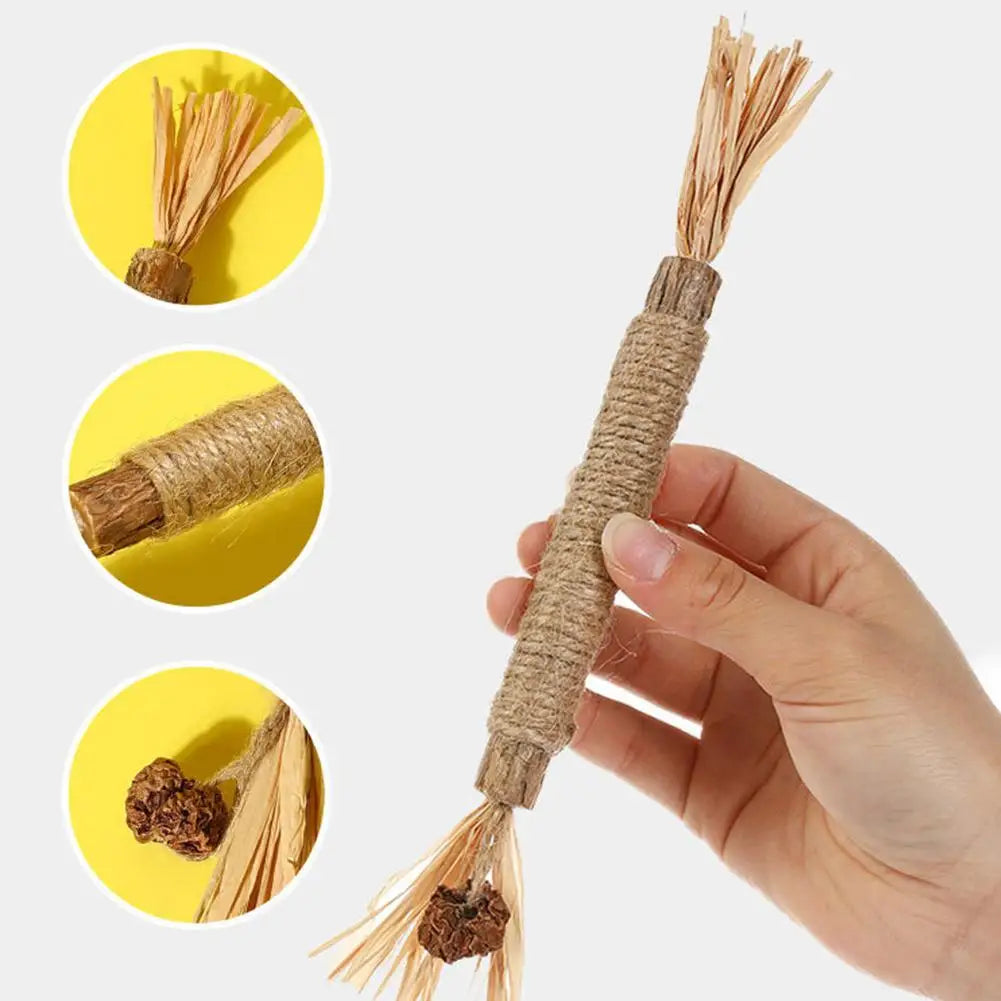 5 piezas de palo de madera de polígono, juguete para gatos, suministros para mascotas, palo para limpiar los dientes, juguete para gatos, cuerda de cáñamo, elimina las manchas de dientes, refresca el aliento, Catni 