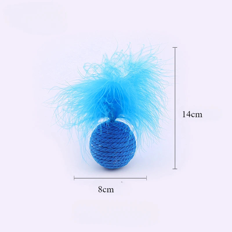 Pelota de cuerda de cáñamo para gatos, interactiva, tejida a mano, con sonido, para atraer la atención y rascar. 