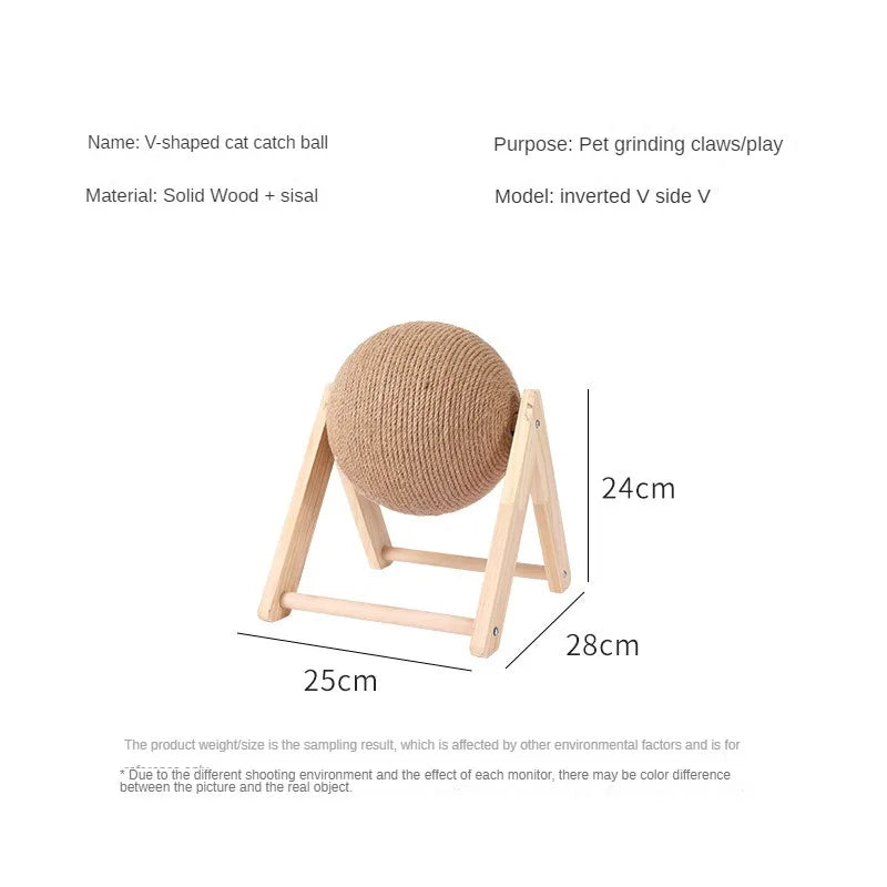 Bola de madera para rascar gatos, garras de molienda, espada, cuerda de cáñamo, tablero para rascar gatos, marco de escalada, juguete, poste rascador duradero para gatos, suministros para mascotas 