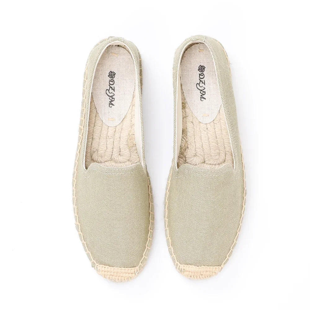 Alpargatas para mujer, informales, de cáñamo, planas, con plataforma, sin cordones, cómodas 
