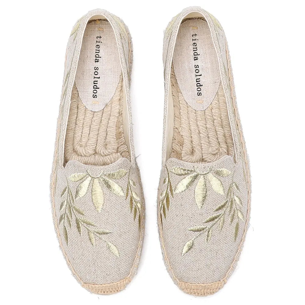 Alpargatas planas de punta redonda para mujer, zapatos informales sin cordones con plataforma de goma y flores, de cáñamo, gran oferta 2022 