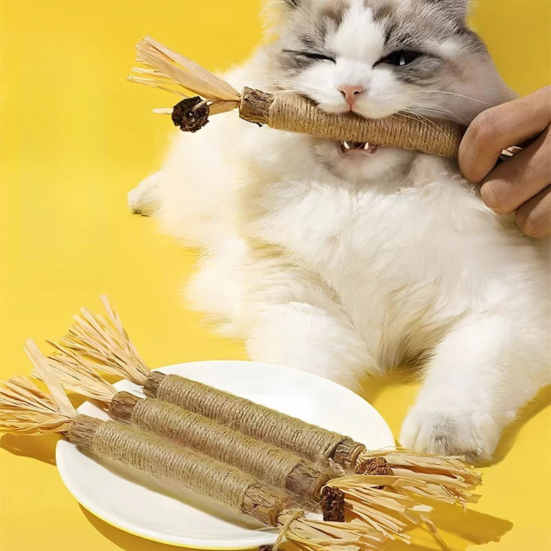 Juguete para limpiar los dientes de gato, palo para rechinar los dientes, menta para gatos, hierba Lafite, palo para morder, cuerda de cáñamo, suministros para mascotas, juguete para limpiar los dientes. 
