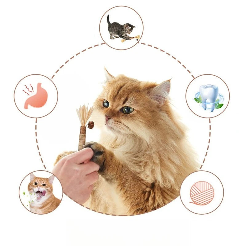 Juguete para limpiar los dientes de gato, palo para rechinar los dientes, menta para gatos, hierba Lafite, palo para morder, cuerda de cáñamo, suministros para mascotas, juguete para limpiar los dientes. 