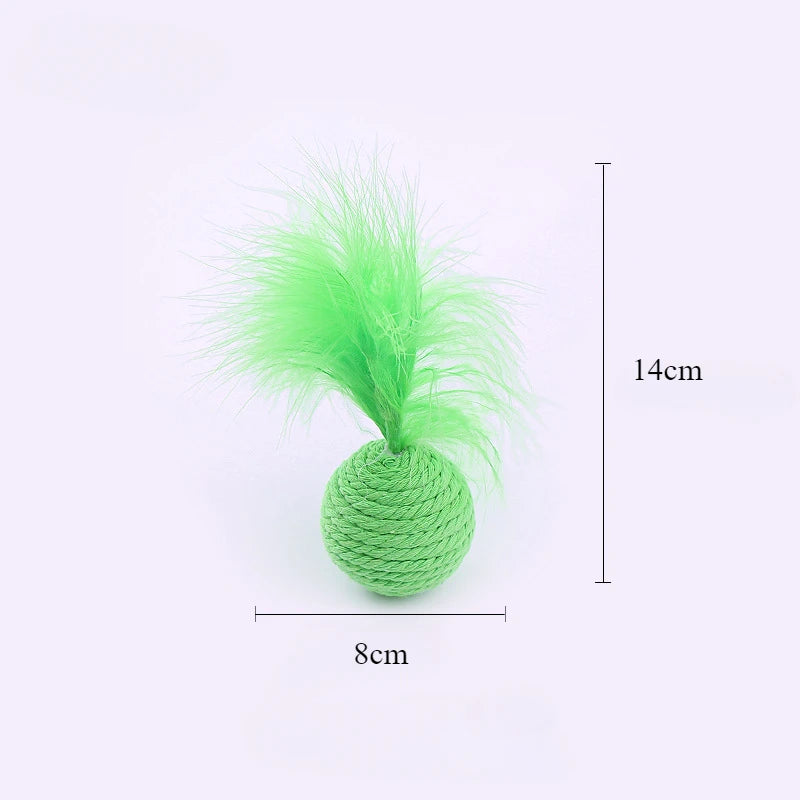 Pelota de cuerda de cáñamo para gatos, interactiva, tejida a mano, con sonido, para atraer la atención y rascar. 