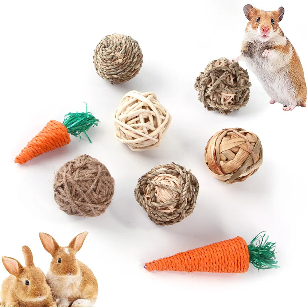 Juguetes para hámster, conejo, pelota grande, cepillo de dientes, accesorios para hámster, animales pequeños, juguetes para masticar, bolas de cuerda de cáñamo, juguete para mascotas. 