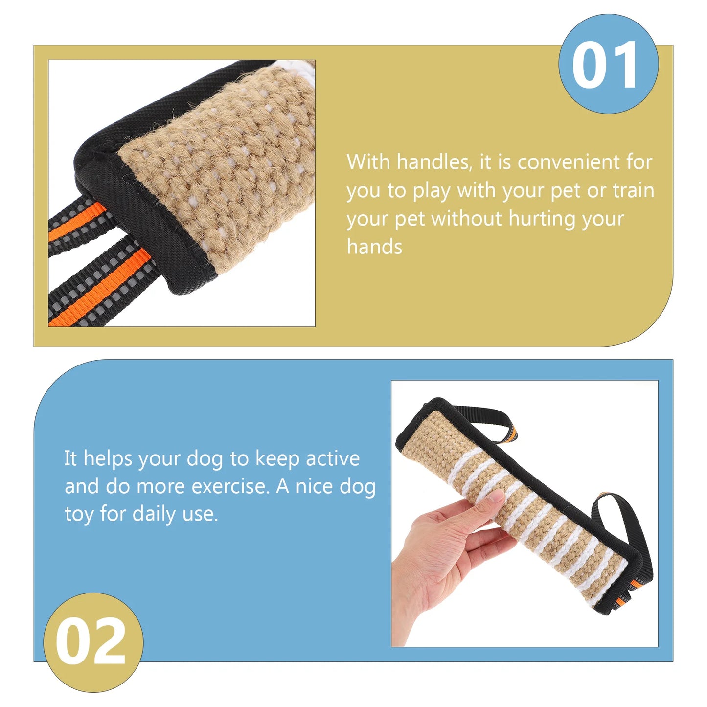 Palo de entrenamiento para morder para perros, juguete interactivo para perros pequeños, masticables de cáñamo, para rechinar los dientes, suministros para mascotas 